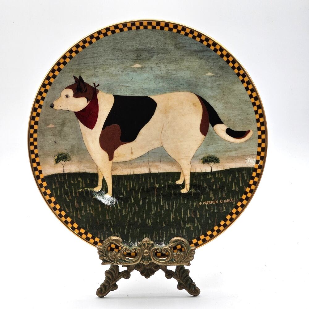 Vintage 90s Warren Kimble Barnyard Animals Decorative Plate "Barnyard Dog"